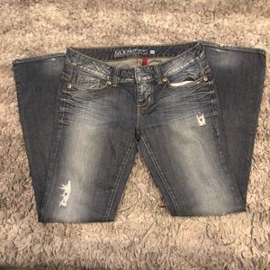 Daredevil boot cut distressed frayed jeans